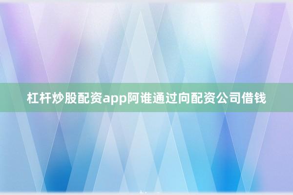 杠杆炒股配资app阿谁通过向配资公司借钱