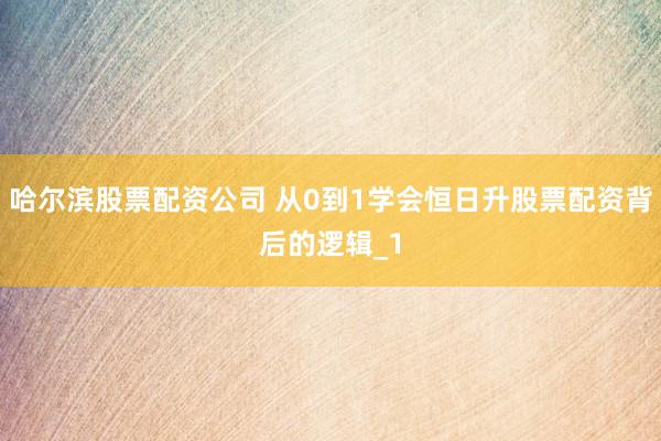 哈尔滨股票配资公司 从0到1学会恒日升股票配资背后的逻辑_1